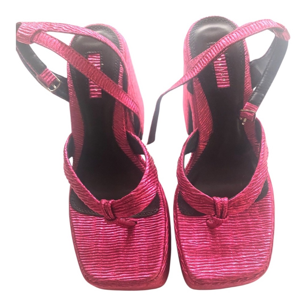 Topshop Pink Heels with Square Toe and Ankle Straps